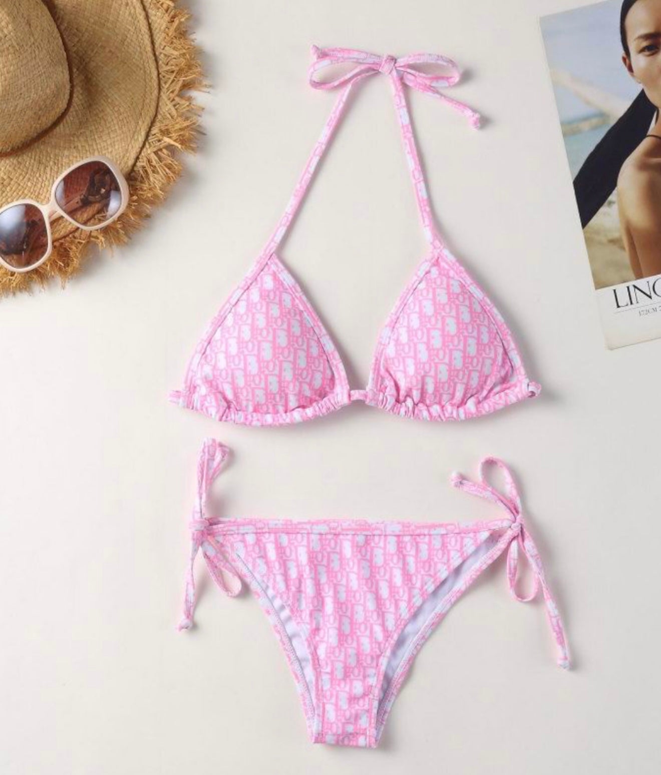Pink & White 2 Piece Swim Set