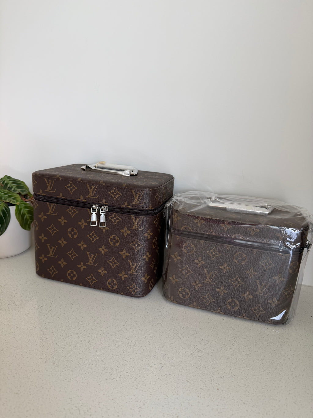 Brown lv makeup case set