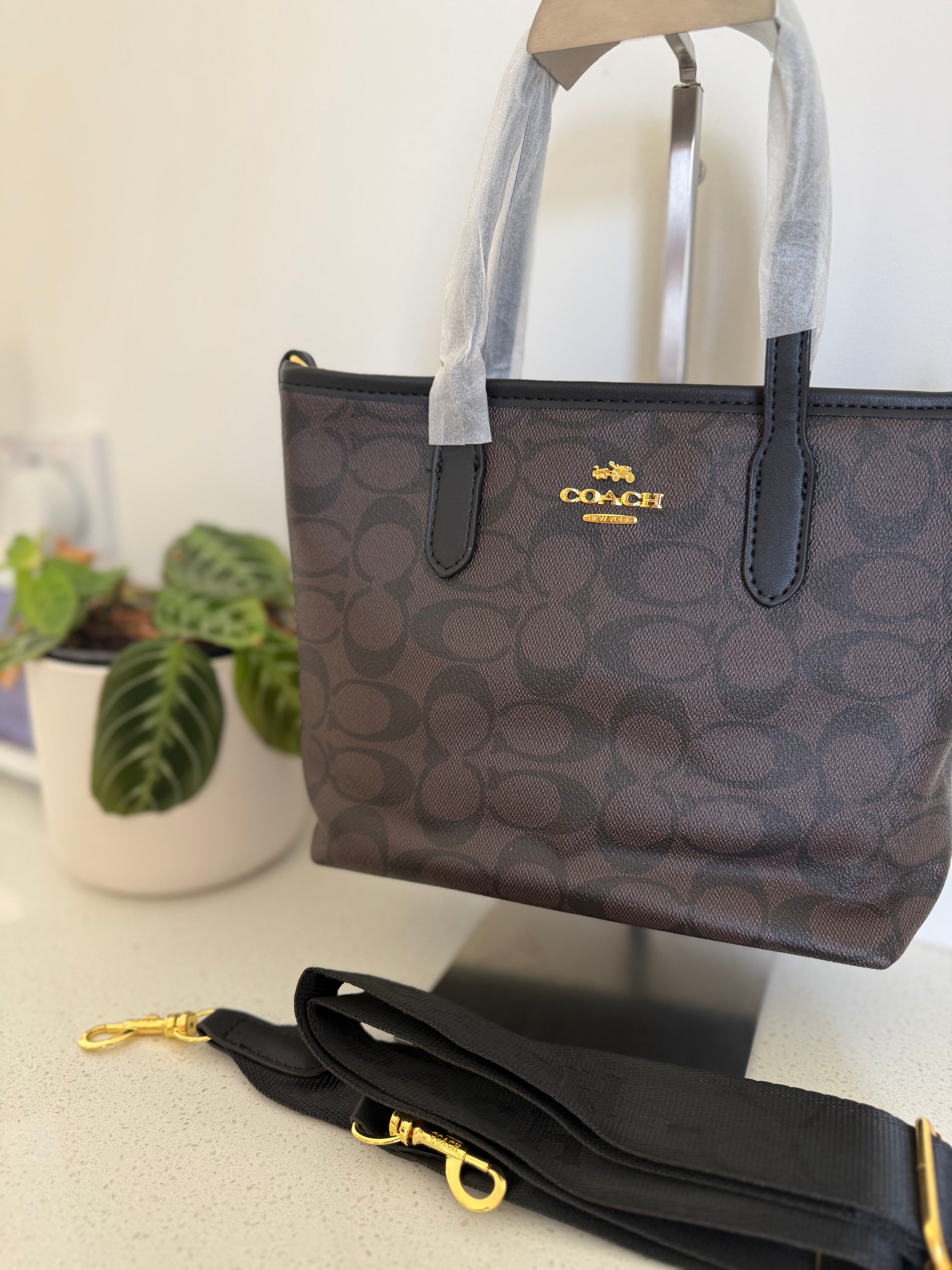 Brown & Black Coach Small Tote