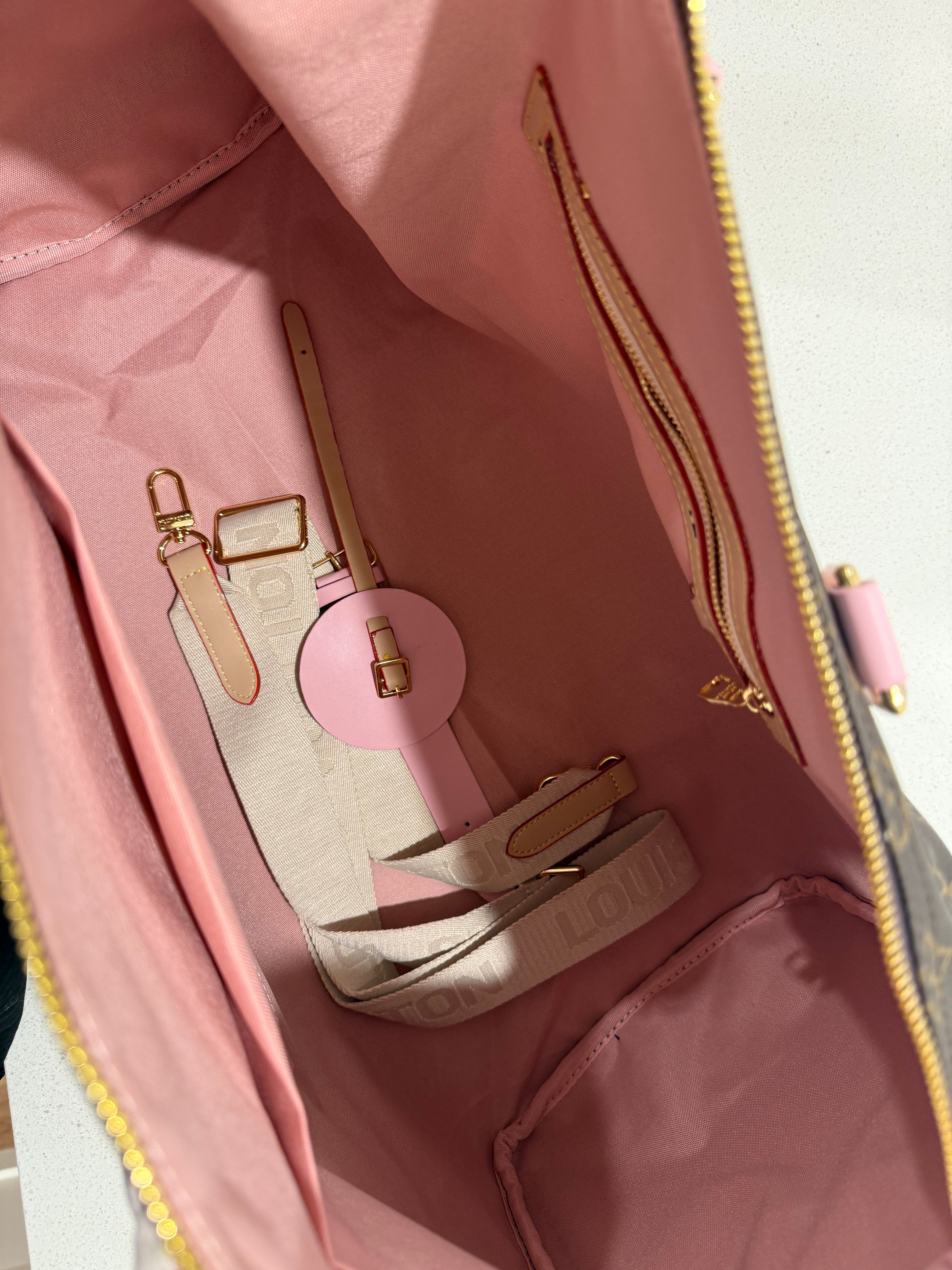 Brown & pink lv overnight bag