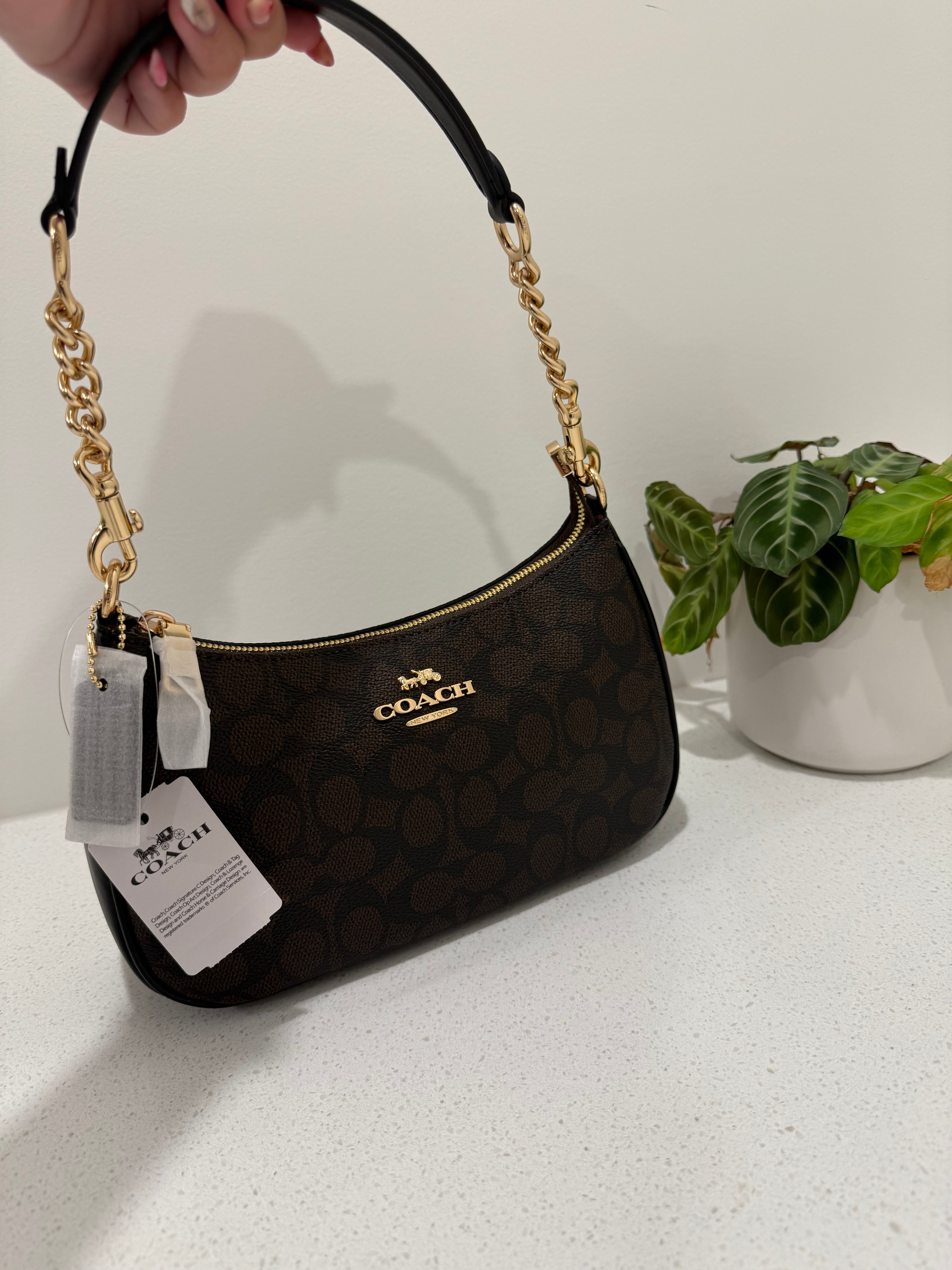 Brown & black shoulder bag